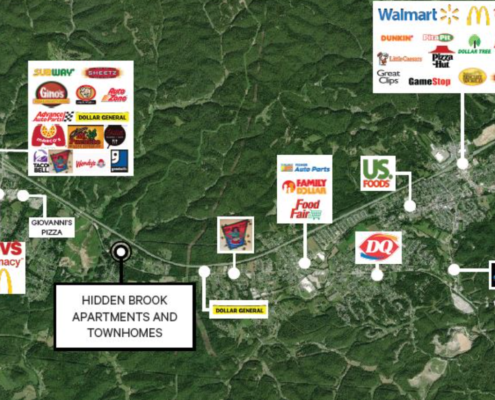 Hidden Brook Apartments and Townhomes Aerial Map